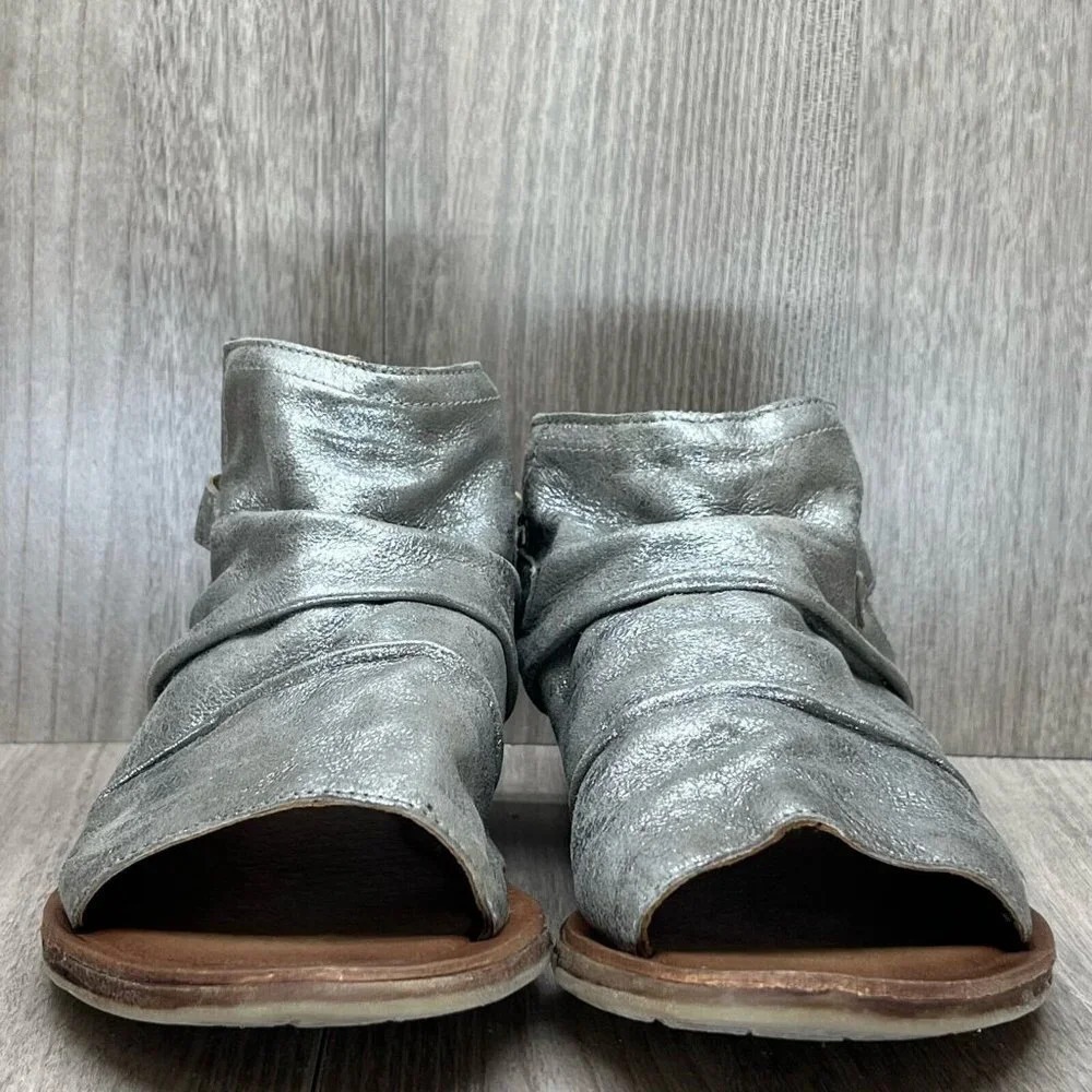 Miz Mooz Sandals Womens 36 US 5.5-6 Fallon Metallic Slingback Gladiator Silver - Picture 5 of 12